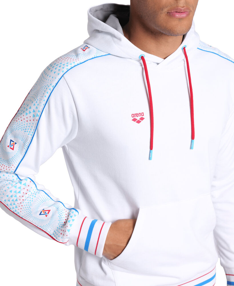 ARENA BLUZA  UNISEX FIREFLOW HOODED SWEAT INSERTS WHITE - WHITE MULTI