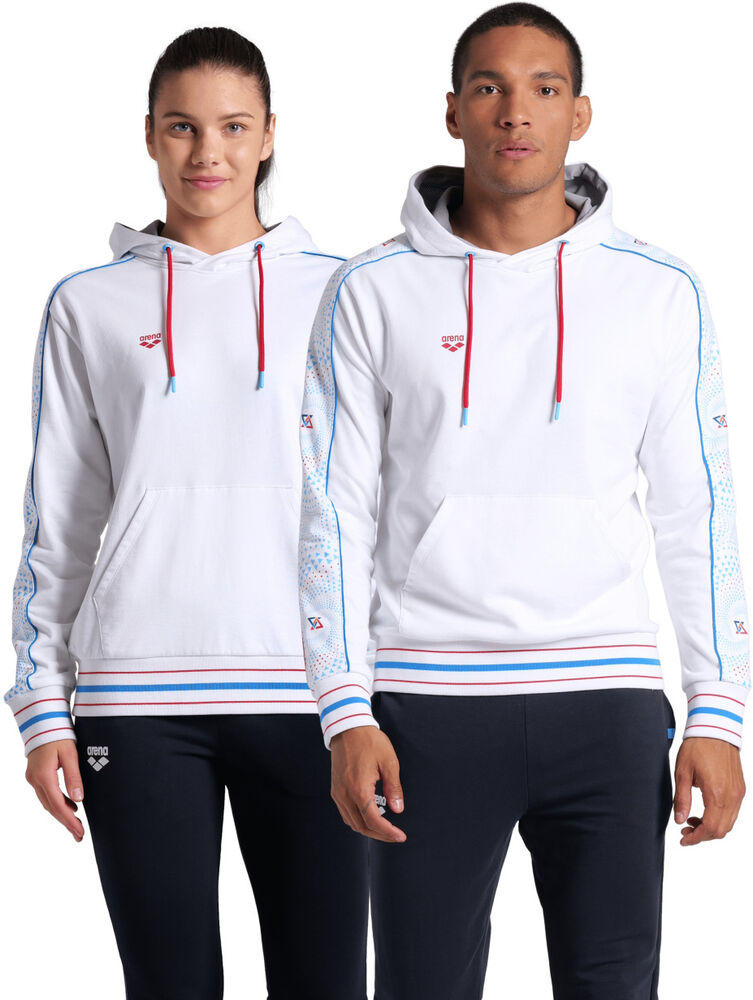 ARENA BLUZA  UNISEX FIREFLOW HOODED SWEAT INSERTS WHITE - WHITE MULTI