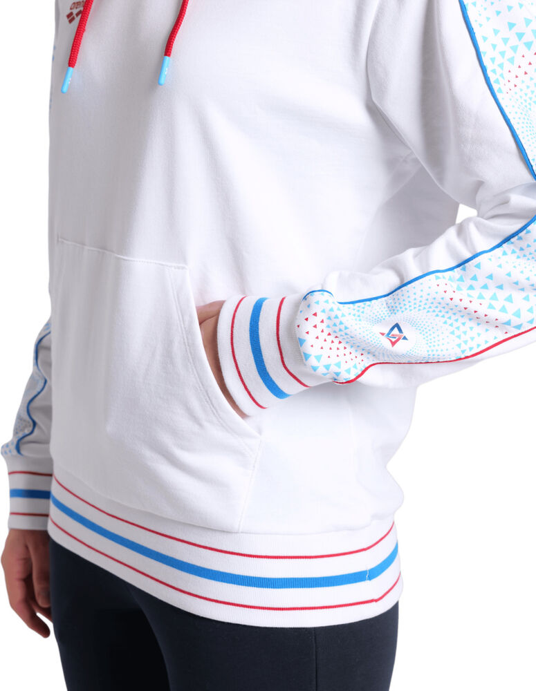 ARENA BLUZA  UNISEX FIREFLOW HOODED SWEAT INSERTS WHITE - WHITE MULTI